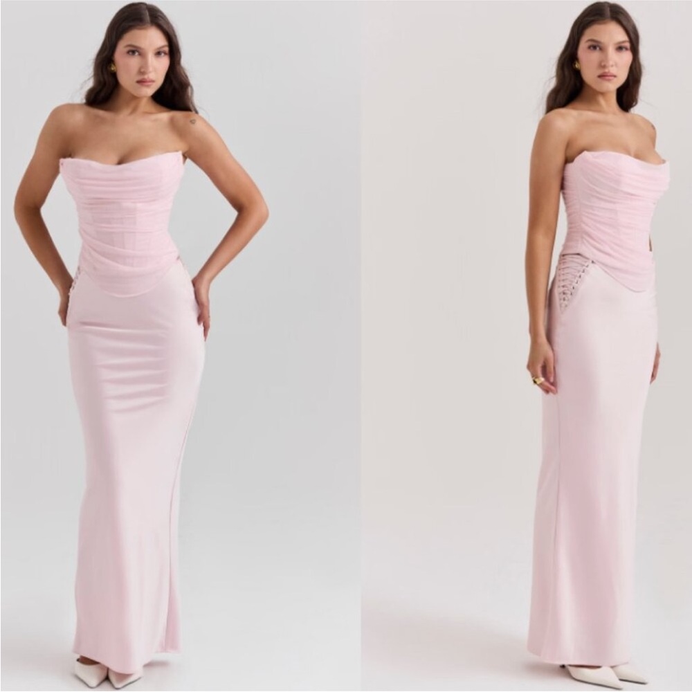House of CB Pink Strapless Crop Top